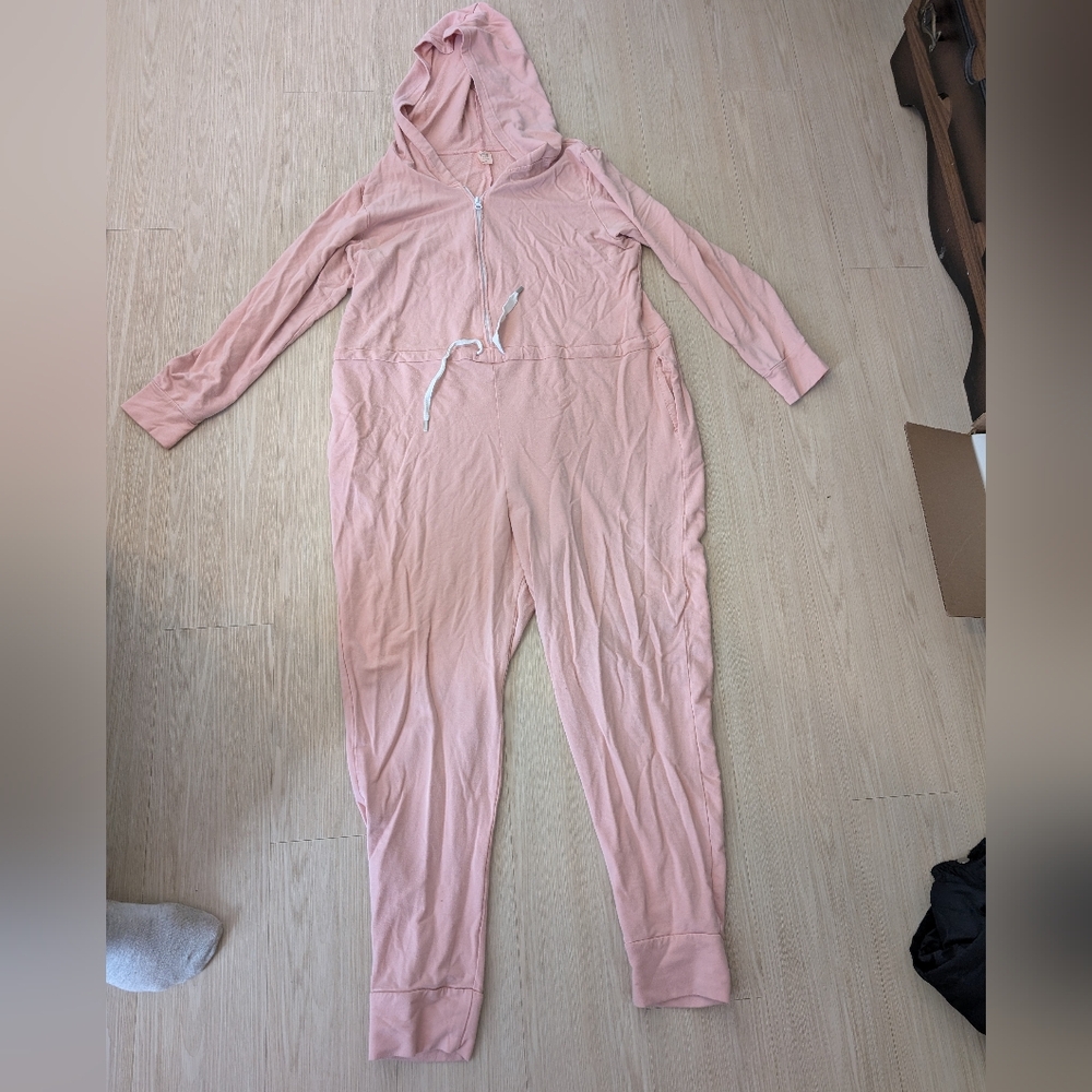 Smash + Tess Light Pink Hooded Zip-Up Romper